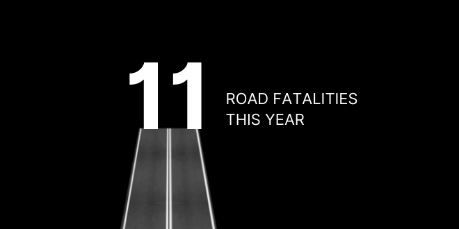 Sign that reads 11 road fatalities