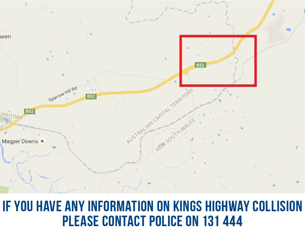 The collision was approximately 100 metres west of the NSW border (Brooks Hill) and 10 kilometres west of Bungendore