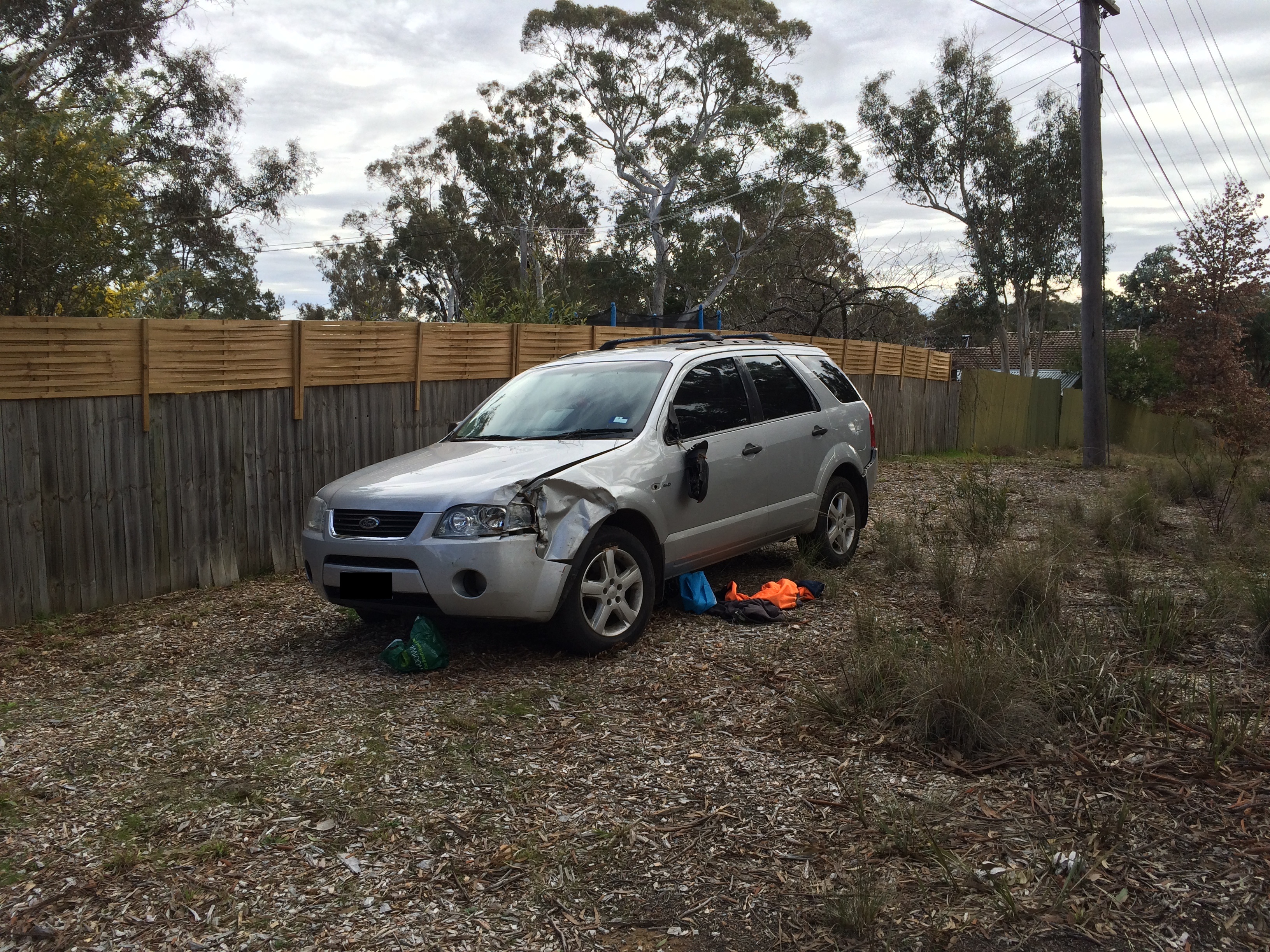 Ford Territory in Aranda which sustained extensive damage and contained items of stolen property