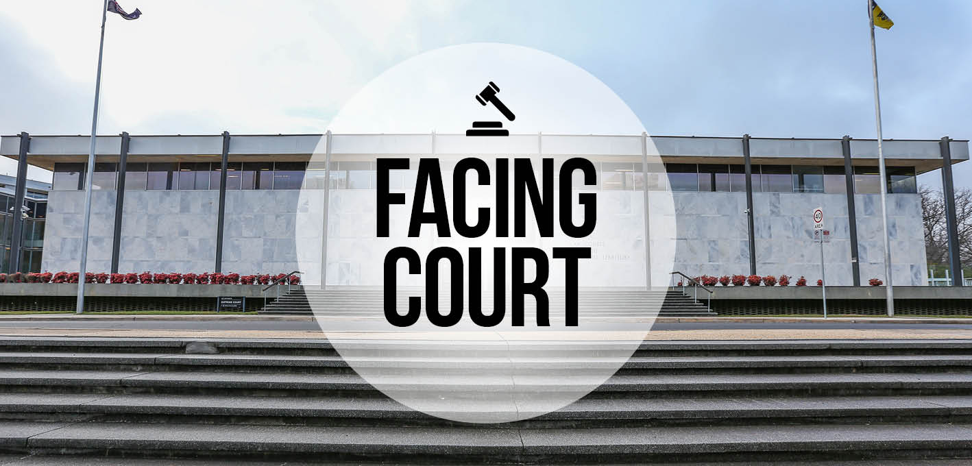 Facing court