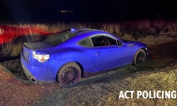 Blue Subaru BRZ seized by police