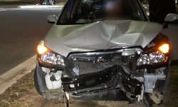 Front of crashed Subaru
