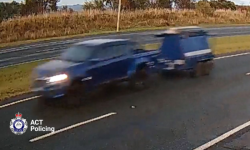 Blue ute and trailer