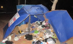 Charity bin destroyed by explosion