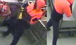 Image of both offenders were wearing orange and black high visibility ‘hoodie’ jumpers, dark coloured pants and dark coloured face coverings.