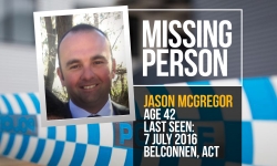 Jason is described as being Caucasian in appearance, with a solid build, brown eyes, about 188cm tall (6’2”), short cropped black hair, a scruffy beard and has a swollen left eye. He was last seen wearing a black puffer jacket and jeans. 