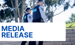 Image of police officers with the words media release written on it