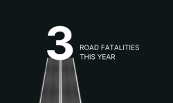 Banner image that says 3 road fatalities this year