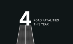 Banner image that says 4 road fatalities this year